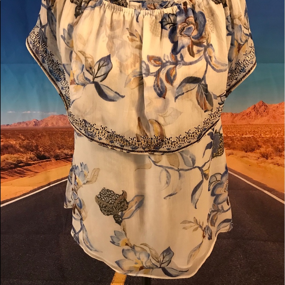 Chiffon floral print feminine blouse